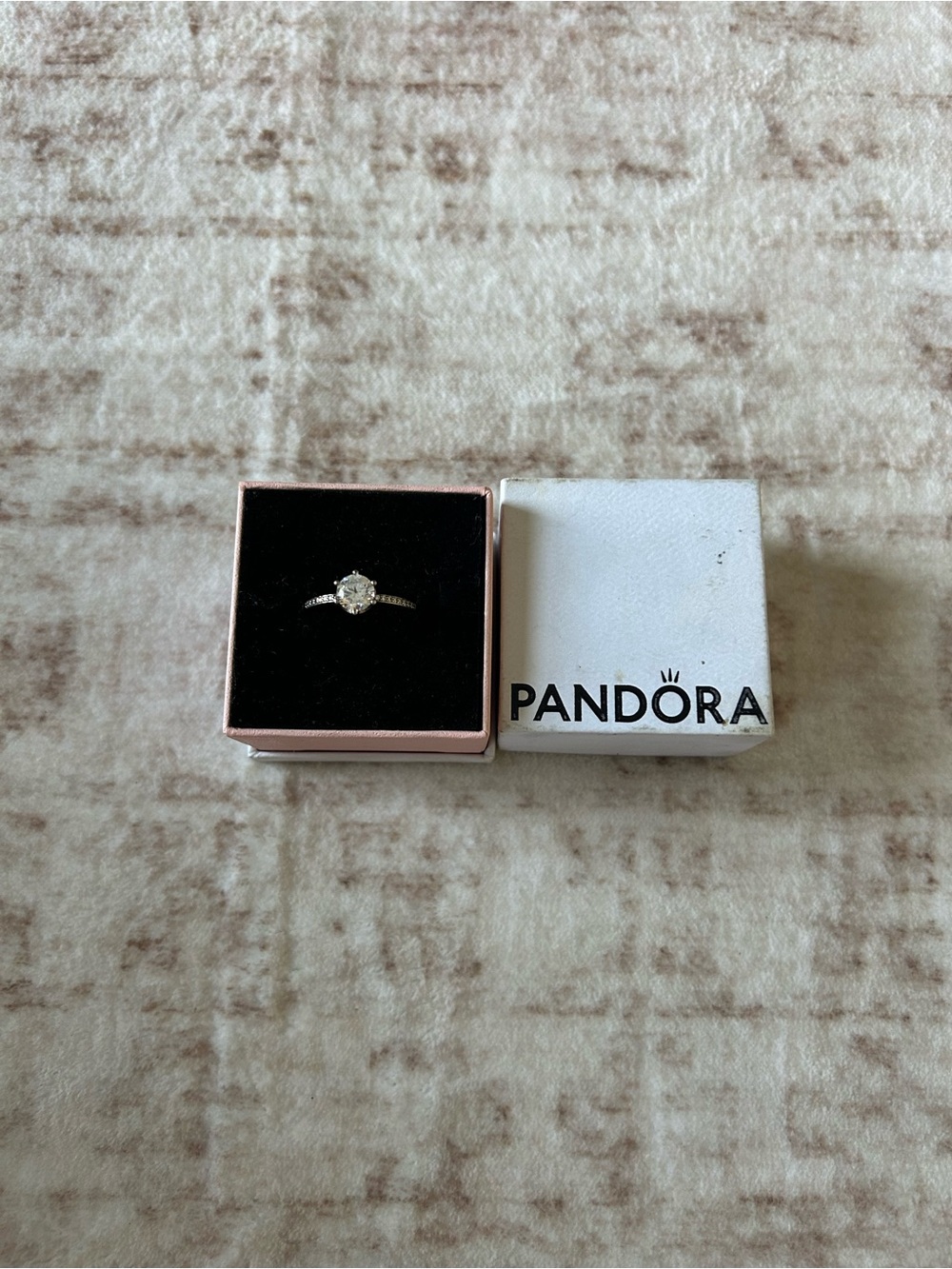 PANDORA Size 8 925 Silver Solitaire Band Ring Round White